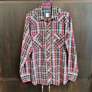Vintage Wrangler Plaid Pearl Snap Plaid Shirt